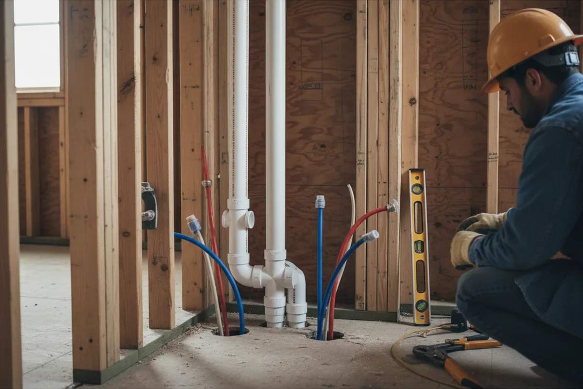 Drain and supply rough-in during Leak Detection in Norwalk
